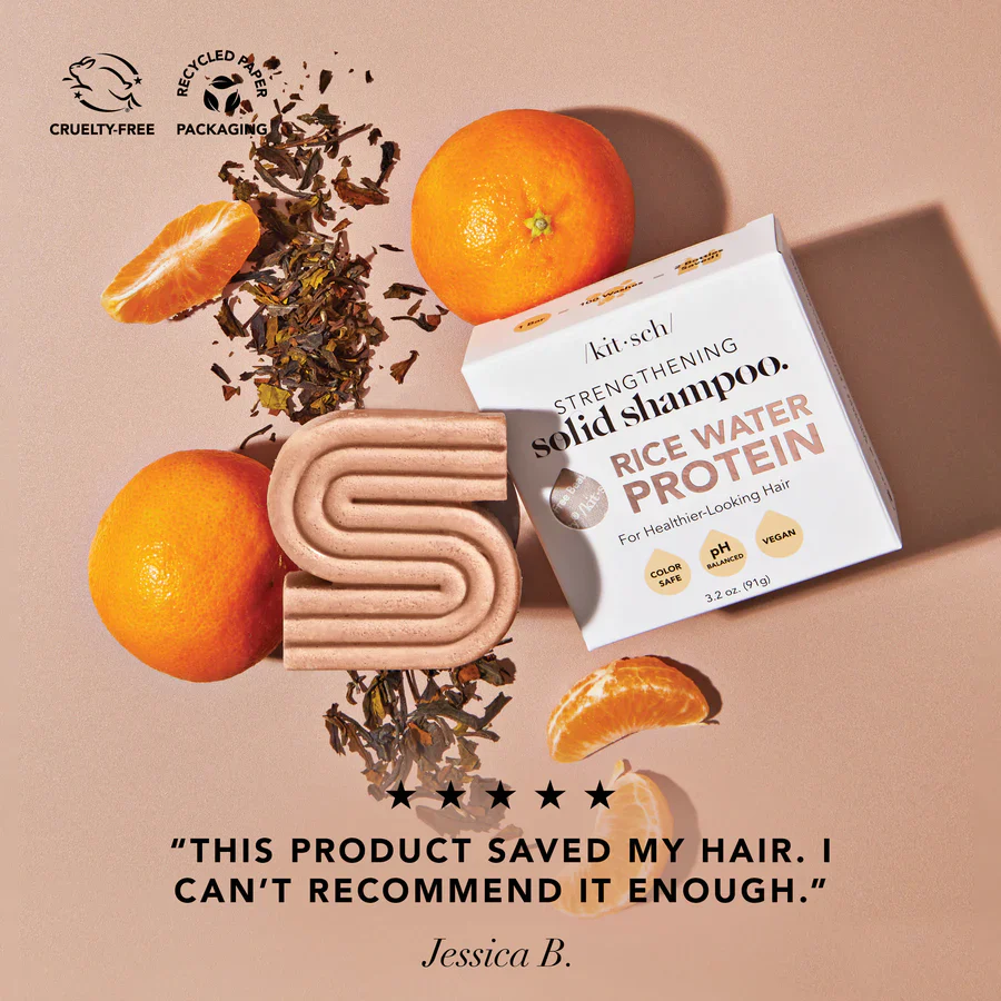 Kitsch Rice Water Protein Strengthening  Shampoo Bar 91g - Image 3