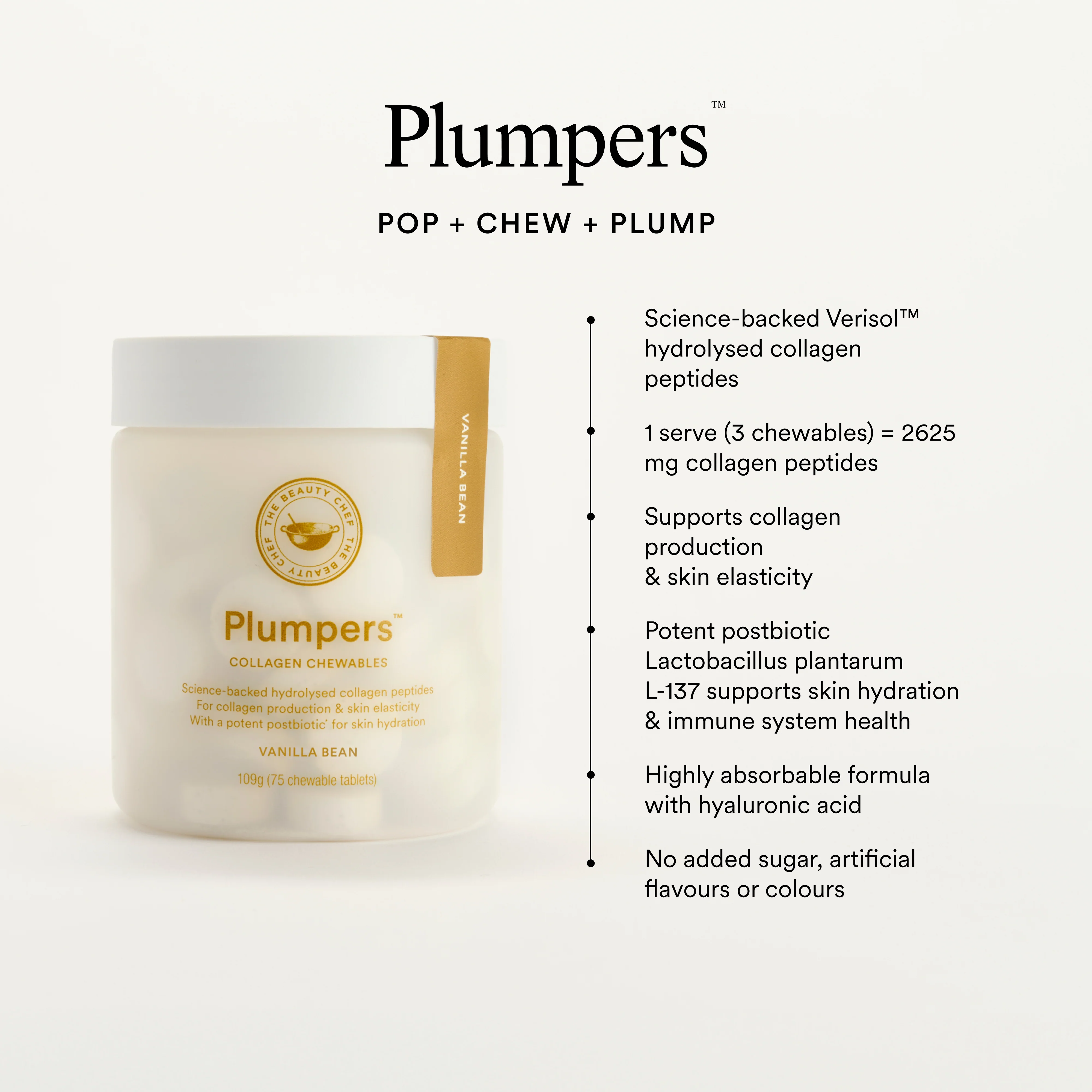 The Beauty Chef Plumpers Collagen Chewables Vanilla Bean 109g - Image 3